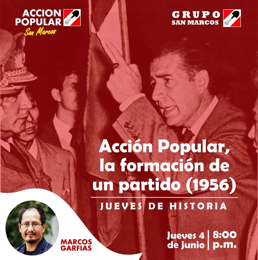 CUAccionPopular's tweet photo. #CONFERENCIA | Comenzando los ciclos de conferencias de los jueves en esta ocasión con JUEVES DE HISTORIA, presentaremos el tema: "Acción Popular, la formación de un partido (1956)" a cargo de Marcos Garfias, Historiador UNMSM, Doctor en Historia.

➡️ #AcciónPopularSanMarcos https://t.co/gaK3pWXoq9