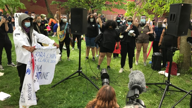 CP24's tweet photo. WATCH LIVE: Protesters rally in Toronto against anti-black racism https://t.co/sMWq9mtmXx https://t.co/RSdyhCQITV