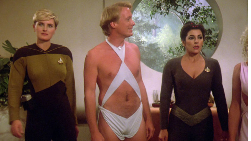 Once Picard saw someone in this outfit he should have disregarded The Prime Directive and blown up the planet.