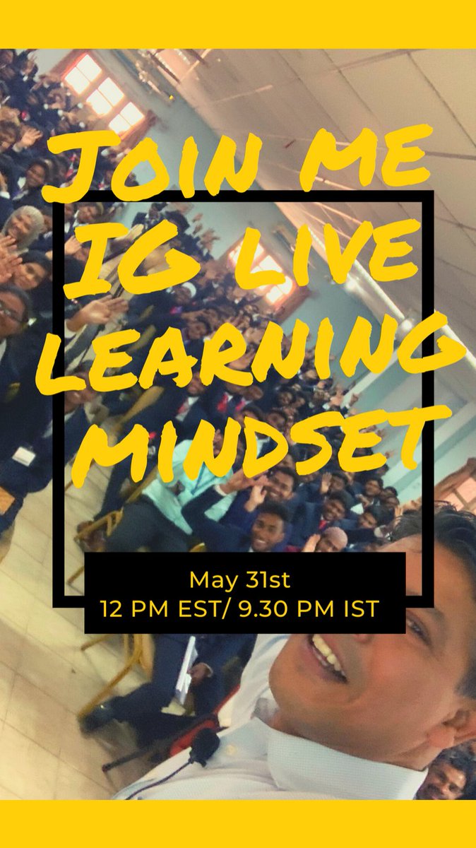 Join our discussion on IG Live <a href="/sidvdart/">Sidd Ahmed</a> #Dhanur and I are talking about #learningmindset and how it applies to #entrepreneur #intrapreneur #students and #professionals