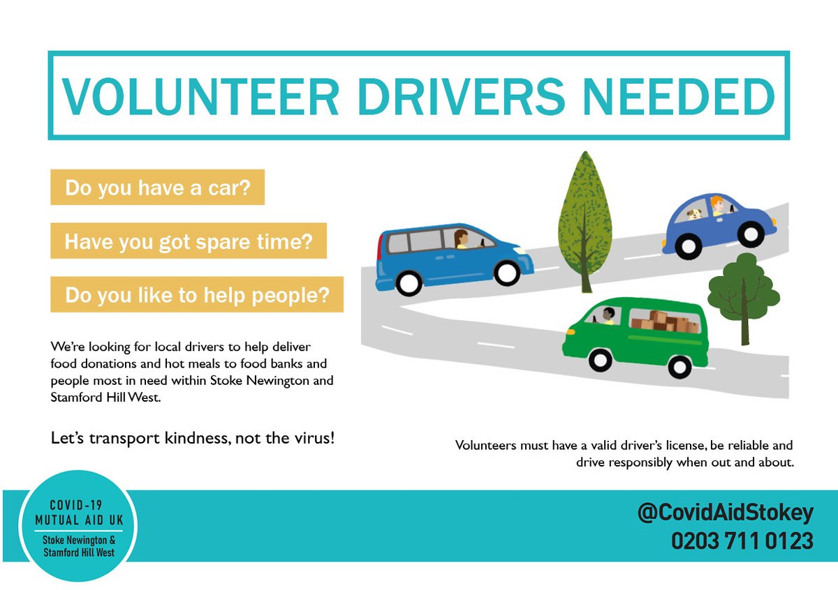 Have some spare time and want to support your neighbours?🚗Drivers Needed to help deliver food and supplies in our community to vulnerable households and charities. If you can help please reach out! #Stokey #StamfordHill #StrongerTogether
☎️Call 0203 711 0123