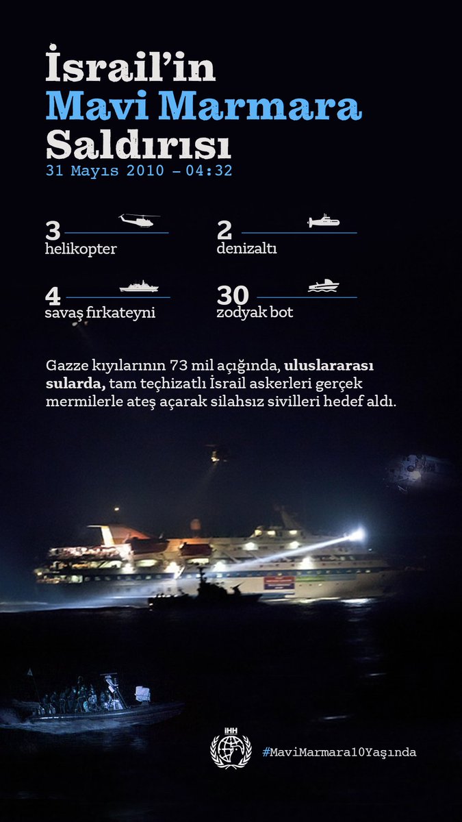 •Yeryüzünden zulüm kalkıncaya dek, Özgür Kudüs için Mavi Marmara yoluna devam edecek. #MaviMarmara10Yaşında
•B