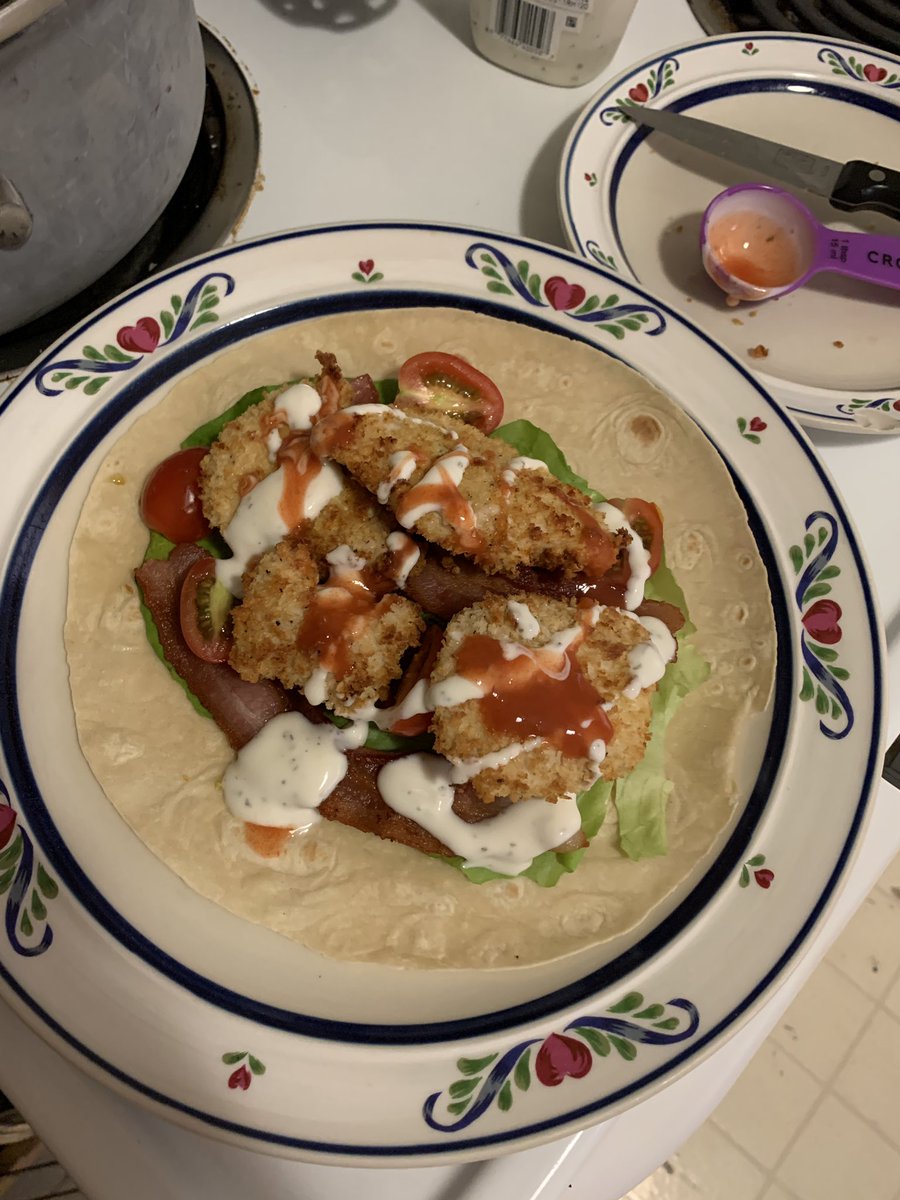 Buffalo chicken wrap, before it was wrapped.
