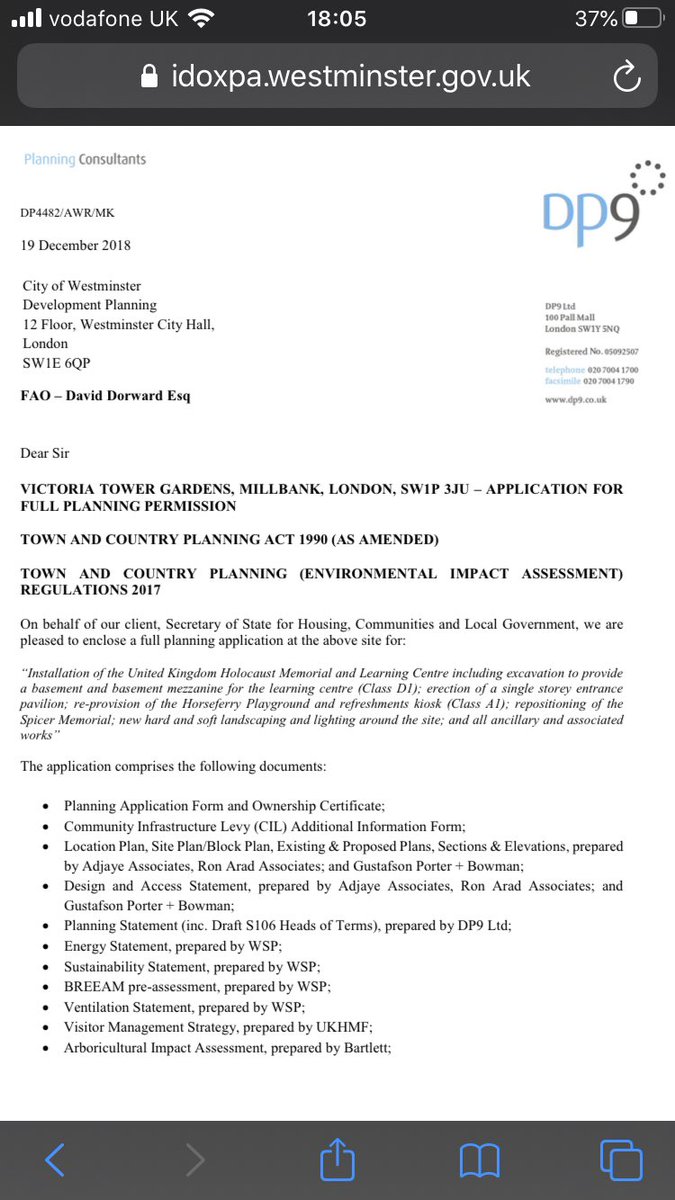 2018: Planning application submitted to Westminster Council on behalf of the Secretary of State for MHCLG. Objections flood in! The overwhelming majority support the project, but object to destruction of an historic public park. 7/n