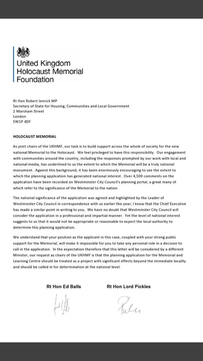 ....just hours before purdah begins for the December 2019 election, the Minister of Housing calls in the application, meaning that it’s out of the hands of Westminster Council. 12/n