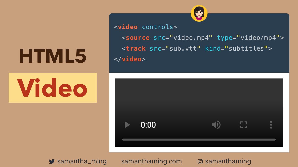 #HTML5 Video 🎞 Super easy to add video directly to your site! No more dealing with Flash or whatever crazy plugins back in the day 😂. Simplify and move forward with the HTML5 <video> tag, yay 🥳 #100DaysOfCode #CodeNewbie #301DaysOfCode