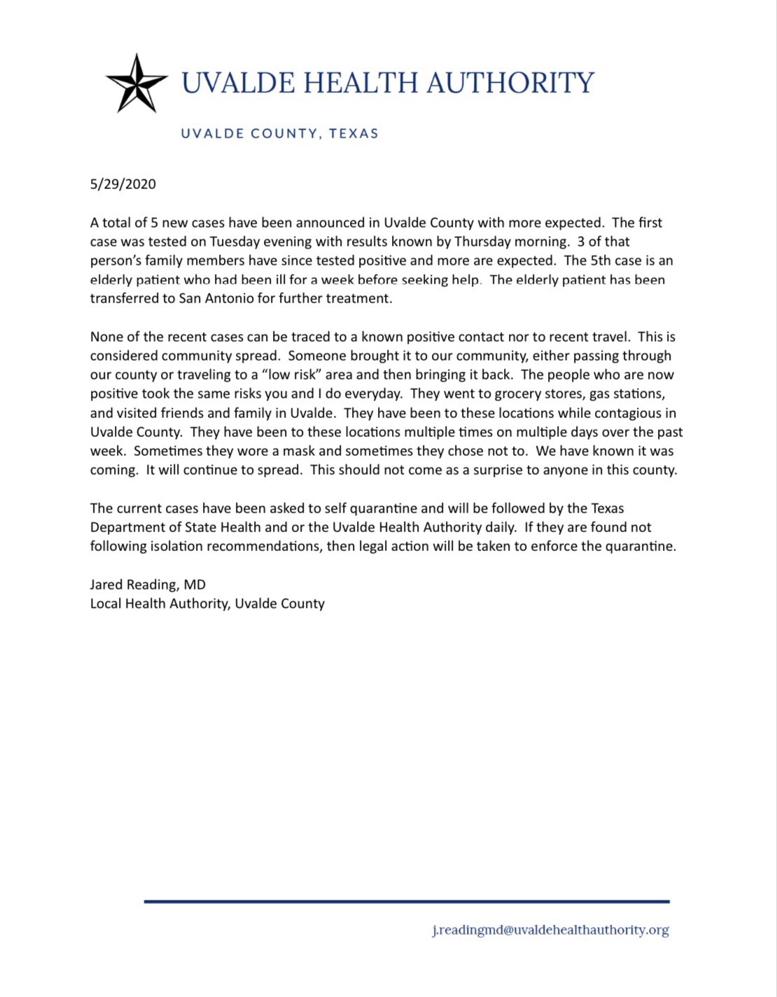 City of Uvalde,Texas on Twitter "Updates on the new COVID19 cases in