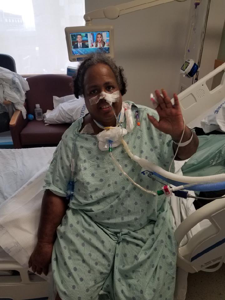 MsRachelTyson's tweet photo. I’m interrupting your TL to say that my Aunt Gloria, after NINE👏🏾 WEEKS👏🏾, is officially OFF the ventilator, is testing negative for COVID-19, and is awake and responsive!!!!!!!!!!!!!! 

MY MOM AND HER SISTER BOTH. BEAT. COVID. THEY BOTH SAID NOT TODAY SATAN AND LIVED 🎉👏🏾🙌🏾😭 https://t.co/v5D2aOqf0T