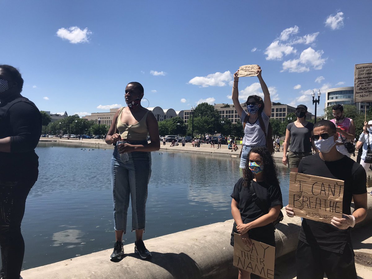 NOW: Well over 1,000 people have gathered at the Capitol Reflecting Pool in D.C. to protest the death of George Floyd.As I understand it, this is the group that had originally planned to gather at the U.S. Department of Justice around 2:30p.Very peaceful demonstration so far.