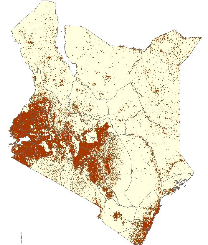 Where do Kenyans live? This map shows the settlements across Kenya. 
Source: Census 2019