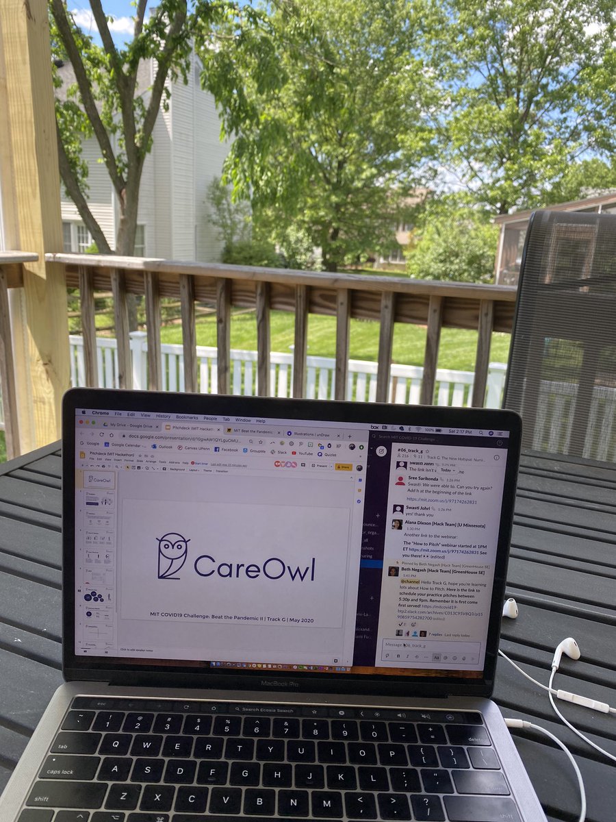 anthonys_l's tweet image. Team #CareOwl has been working hard today developing our solution to support staff in nursing homes &amp;amp; assisted living facilities. Best part of a #virtualhackathon? Definitely working outside!! @MITvsCOVID19 #trackG