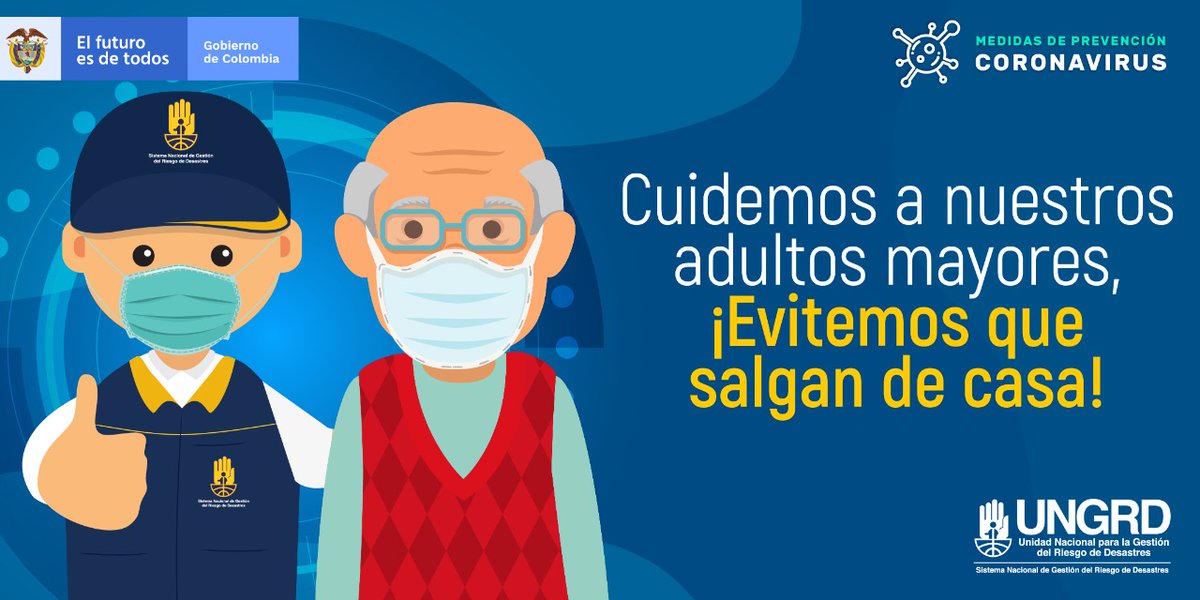 Los cuidadores de personas adultas deben reforzar
las medidas de higiene, desinfección y atender el protocolo de lavado de manos, uso de guantes y tapabocas. #PrevengamosElCoronavirus