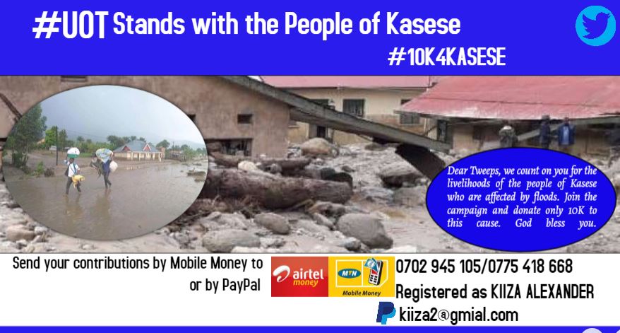 SonOfRwenzori's tweet photo. @UotTweetChat For any assistance, kindly reach us on the numbers on the poster below #10K4Kasese #UotTweetChat or you can DM me, or @HustleKing01 or @winniekiiza1 any of us, you will have stood with the people of Kasese #StandWithKasese https://t.co/APj17kZiKN
