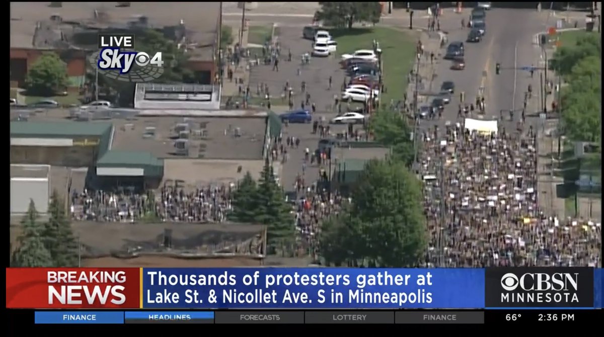 Minneapolis police update on their efforts from overnight, as a large peaceful protest is underway:
- 27 booked in county jail, most on riot charges, 2 on burglary
- 383 reports of burglary, property damage, biz alarms
- 23 fires tracked