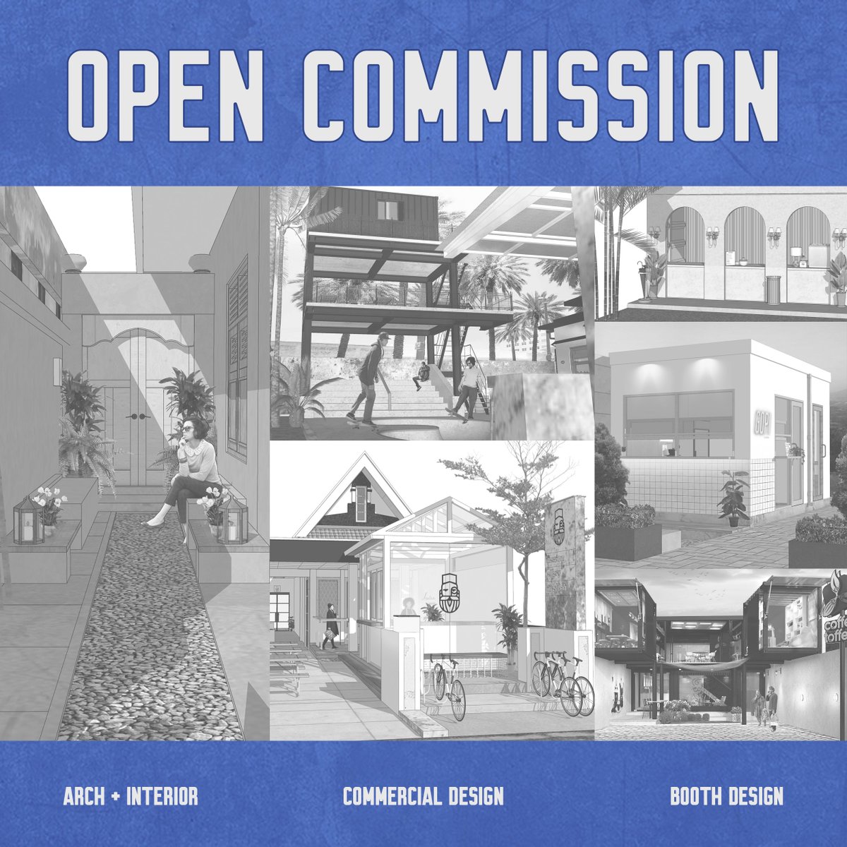 Roliandi's tweet photo. [OPEN COMMISSION / JUALAN JASA]
Open commission for ARCHITECTURE &amp; COMMERCIAL DESIGN (inc. Housing, Commercial Spaces, and Booth Design). Rates varied, contact number bisa PM. Bakal partly upload porto disini, TYSM👏🙏 https://t.co/Ib79FFnaPx