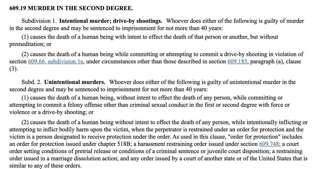 ...his depraved act with the intent of Floyd being dead at the end. Proving that places all of the power into the lap of the defense - raise reasonable doubt about his intent, and he is not guilty. Or, they would have to prove that the cop was committing a felony by putting.../3