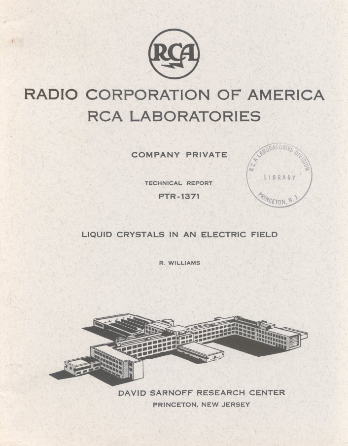 Even if no practical breakthroughs were forthcoming, Williams still recognized that his liquid crystal research might merit broader attention. He wrote an internal report in early 1963, which subsequently served as the basis for a  @nature article. https://www.nature.com/articles/199273a0?proof=true(10/20)