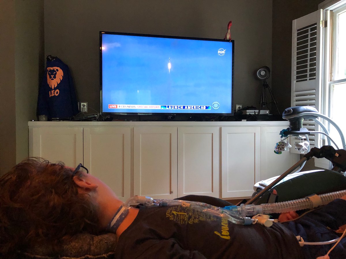 BugenskeA's tweet photo. @elonmusk Thank you...we are inspired and will look to the skies! Do you think Leo’s wheelchair has him is the right position for the Crew Dragon? https://t.co/LgosZad1Vv