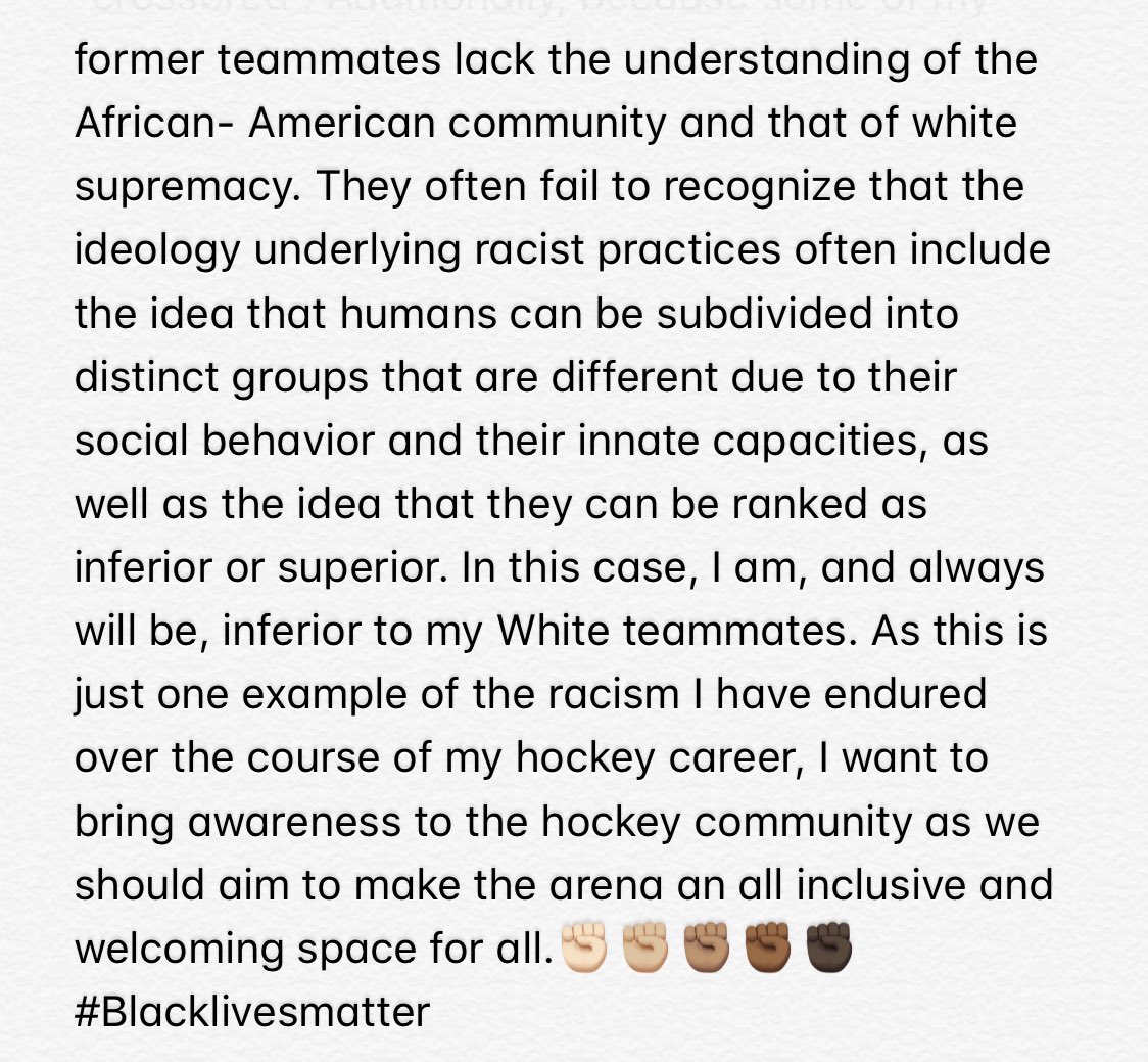My thoughts, experience and story on racism in hockey. This is not to offend anyone but instead bring awareness and promote togetherness within the hockey community!🤎🏒✊🏾