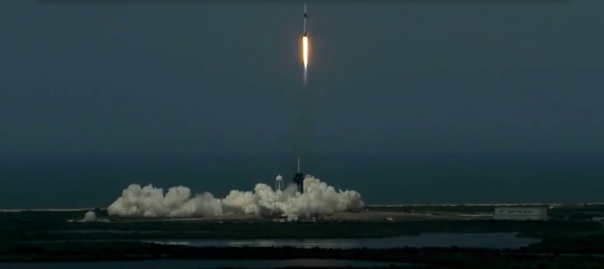 A beautiful launch of <a href="/SpaceX/">SpaceX</a> falcon9 🚀. Good flight <a href="/Astro_Doug/">Col. Doug Hurley</a> and <a href="/AstroBehnken/">Liam</a> to ISS. 

#SpaceX #NASA #ISS #falcon #dragon