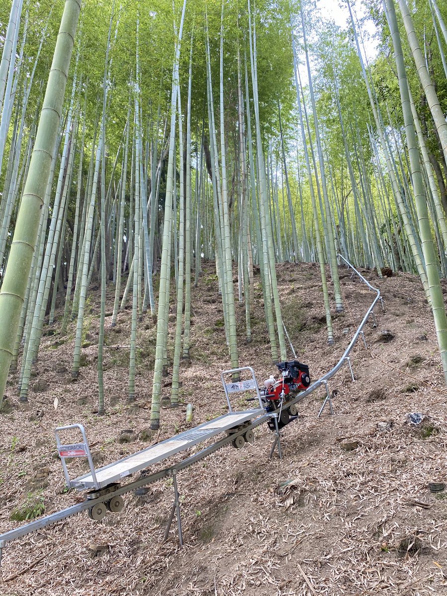 kimizukaFARM's tweet photo. モノレールを分岐させて更に山頂に向かって80メートル程の延長工事がようやく完了しました❗️

ほぼ限界に近い急勾配の作業だったので、無事に終えてひと安心です。
ここまでやると、ちょっとしたアトラクションのような✨

重労働の休憩はハンモックで癒されてます😁 https://t.co/rwF5sLwyxZ