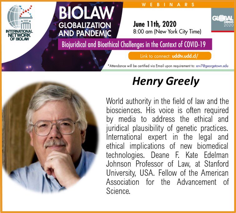 BioderechoRed's tweet photo. 📣 ‼️Global Seminars- International Network of Biolaw ‼️📣  

Want to meet our speakers? Please, check this out. A great event is coming! 👇👇

Link : https://t.co/ER5F167RNI
    
@JulianSavulescu @HankGreelyLSJU @PeterSinger @bioderecho_eu 
#bioderecho #bioética https://t.co/kYbdZdmkEp