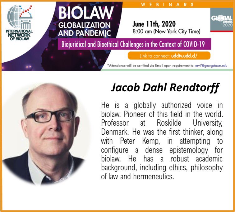BioderechoRed's tweet photo. 📣 ‼️Global Seminars- International Network of Biolaw ‼️📣  

Want to meet our speakers? Please, check this out. A great event is coming! 👇👇

Link : https://t.co/U2IpuIcTGi…
    
@JulianSavulescu @HankGreelyLSJU @PeterSinger @bioderecho_eu  @mariamedina_A
#bioderecho #bioética https://t.co/Fm0qTS6IED