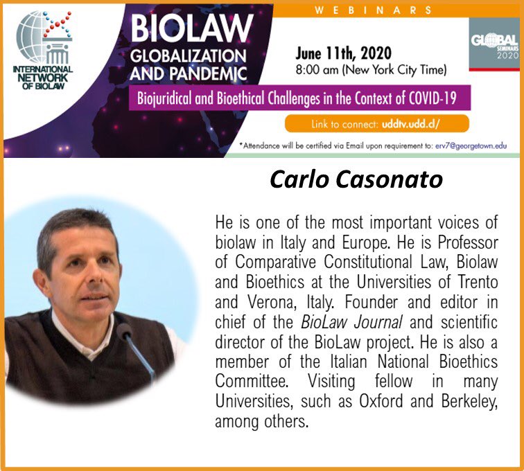 BioderechoRed's tweet photo. 📣 ‼️Global Seminars- International Network of Biolaw ‼️📣  

Want to meet our speakers? Please, check this out. A great event is coming! 👇👇

Link : https://t.co/U2IpuIcTGi…
    
@JulianSavulescu @HankGreelyLSJU @PeterSinger @bioderecho_eu  @mariamedina_A
#bioderecho #bioética https://t.co/Fm0qTS6IED