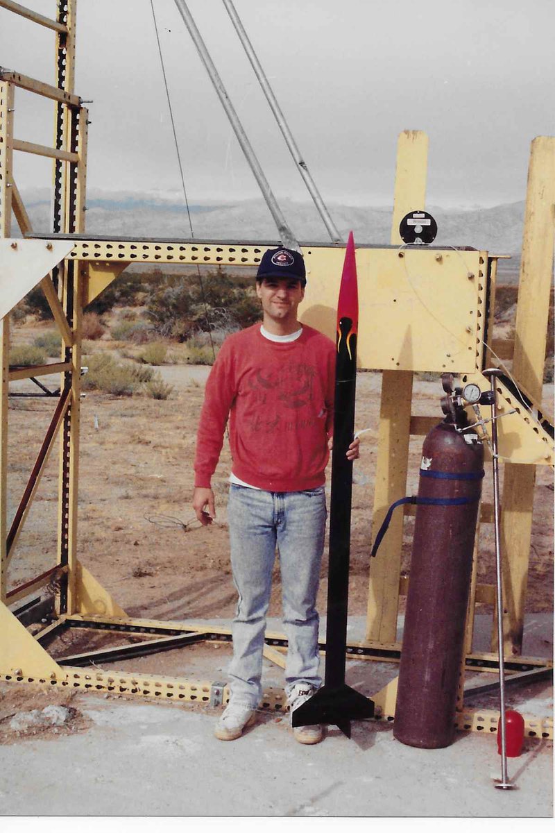 lrocket's tweet image. This was the first liquid rocket I ever flew.  50 pound thrust LOX/kerosene.  Perhaps the smallest cryo liquid rocket ever flown?  I flew it 2 or 3 times and still have it, may fly it again some day