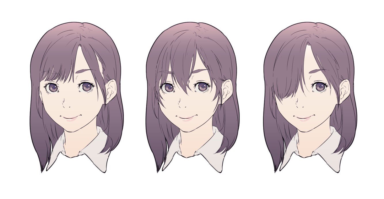 Kazuya キャラ絵の髪型の不思議 現実だと前髪 は目にかからずに揃えるのが普通で 目にかかるなら左右に分けないと違和感あるよね アニメお約束のm字前髪 や属性として認知されてるメカクレもリアルだと不自然 なのにイラストではなぜ問題無いのか 認知心理