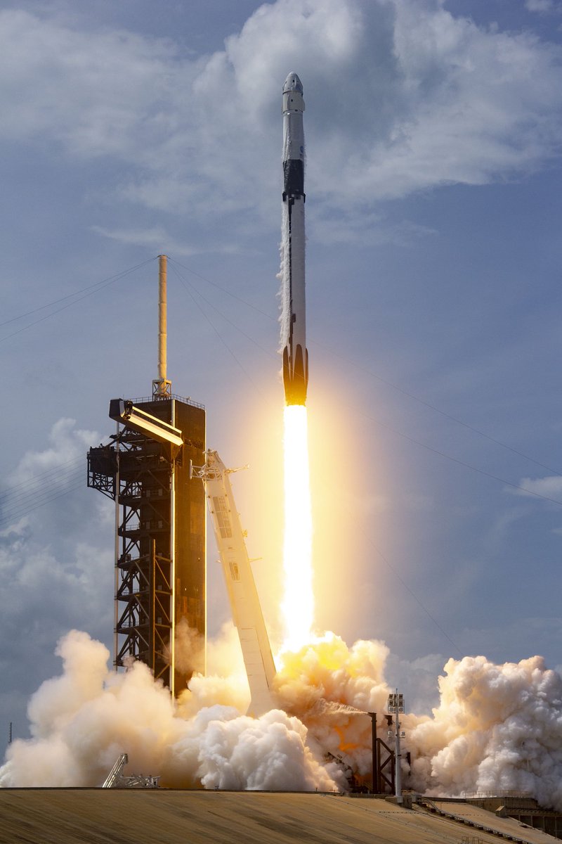 Falcon 9 lifts off from historic Launch Complex 39A and sends Crew Dragon to orbit on its first flight with @NASA astronauts to the @space_station