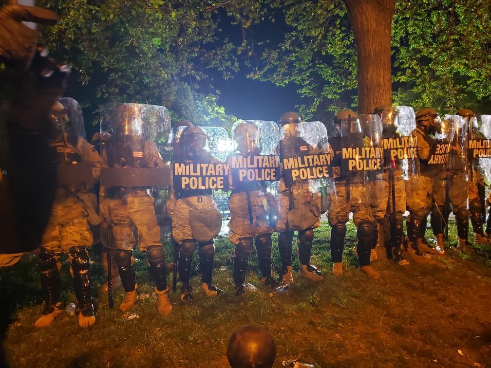 DC National Guard have joined the law enforcement line in front the White House. #dcprotest  #GeorgeFloydProtests