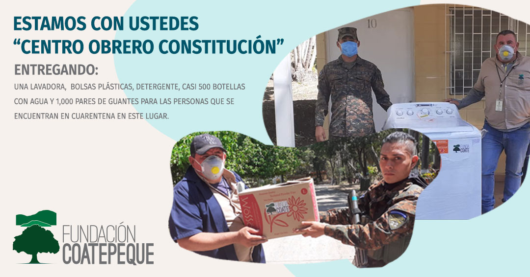 Fundación Coatepeque en apoyo a la emergencia nacional por el COVID19, nos sumamos donando materiales que ayuden a la contención del virus.

#fundacioncoatepeque #fundacoate #medioambientesv #1KmLimpio #salvemoscoatepeque #savecoatepeque #lagodecoatepeque