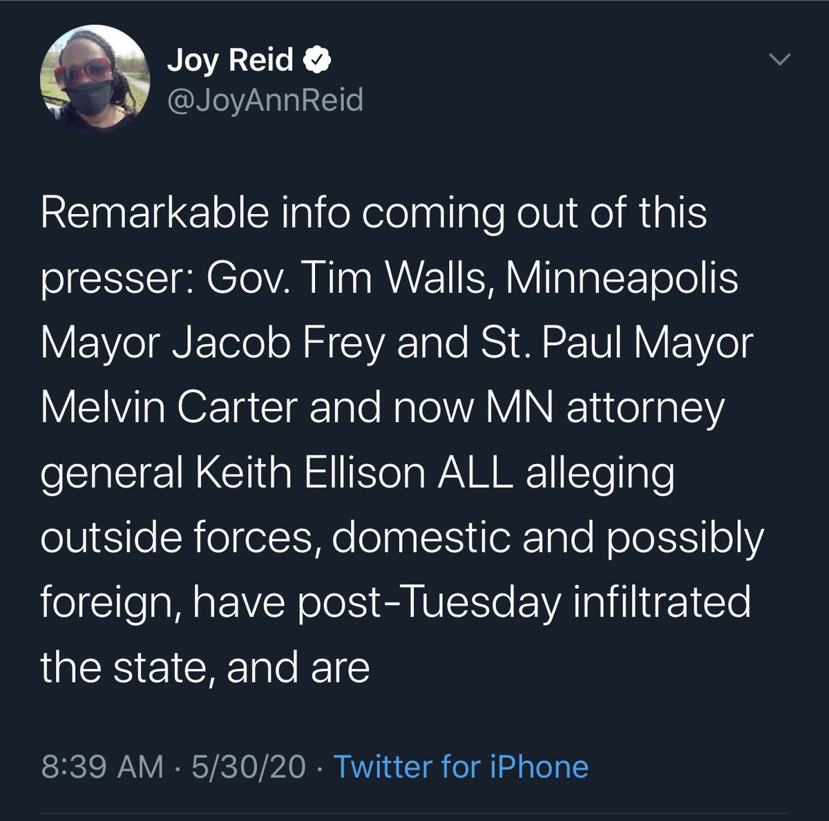 The issue of ‘outside agitators’ is nuanced and messy. One one hand are politicians conveniently repeating police reports w/o verifying the accuracy. We’ve seen it today from Trump, AG Barr, MN Gov. Walz, Minneapolis Mayor Jacob Frye and St. Paul Mayor Melvin Carter.