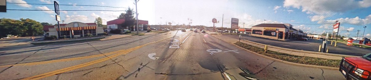 Ghosts of Delhi pike, OH. I don't remember the restaurant that is closed in the picture (a gas station is there now), the jiffy lube burned down and a liquor store replaced it, and the Blockbuster was partially torn down and replaced with a dollar tree.