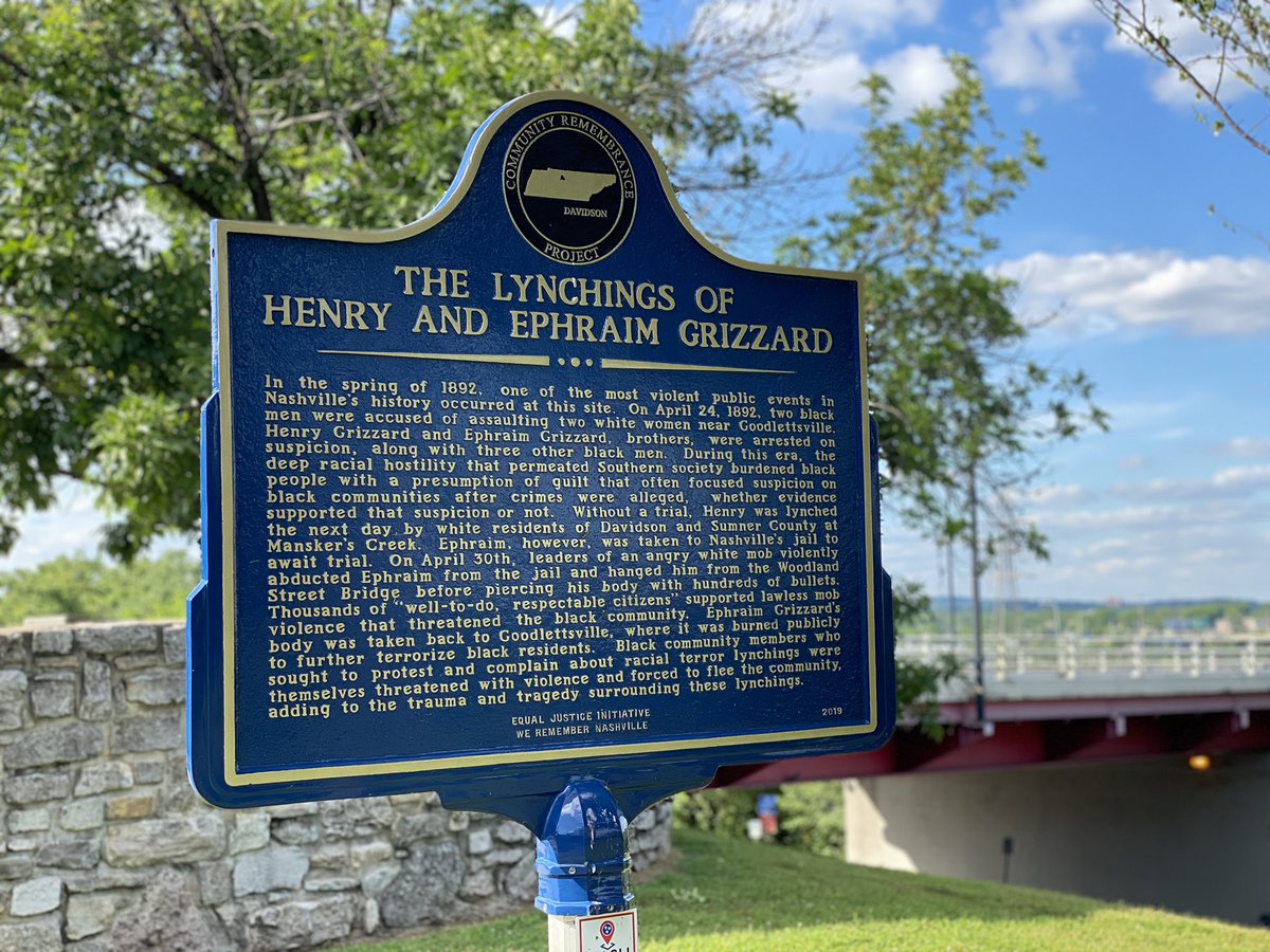 Heading home, passed this historical marker, which went up just last year, at the site where a black man was hanged by a white mob in 1892. Don’t ever let them lecture you about violence.