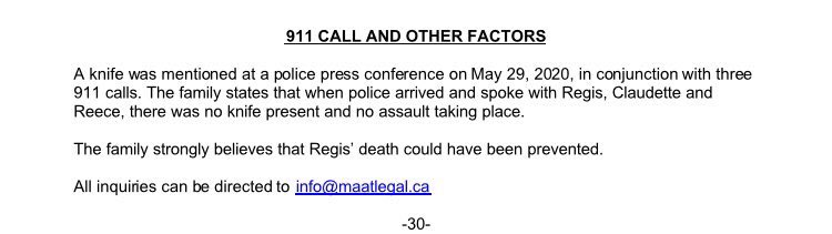 The family's lawyer then responded to Saunders in a press release, saying that there was no knife or assault taking place when police arrived to the unit. But doesn’t say anything on whether that was the case before police arrived.  #RegisKorchinskiPaquet