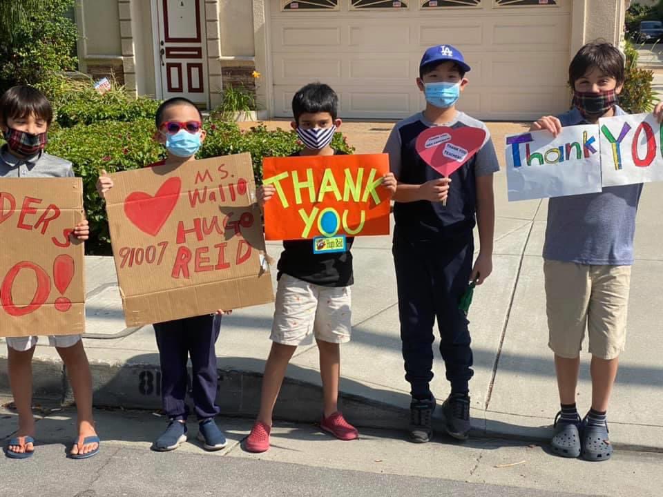 mmcgrath31's tweet photo. HR End of Year Celebration Parade!  Hugo Reid community coming together, at a safe distance!  #hugoreidstrong #bestcommunity #staffparade #we❤️HugoReid @ Hugo Reid Elementary https://t.co/uBPfz8dhGB