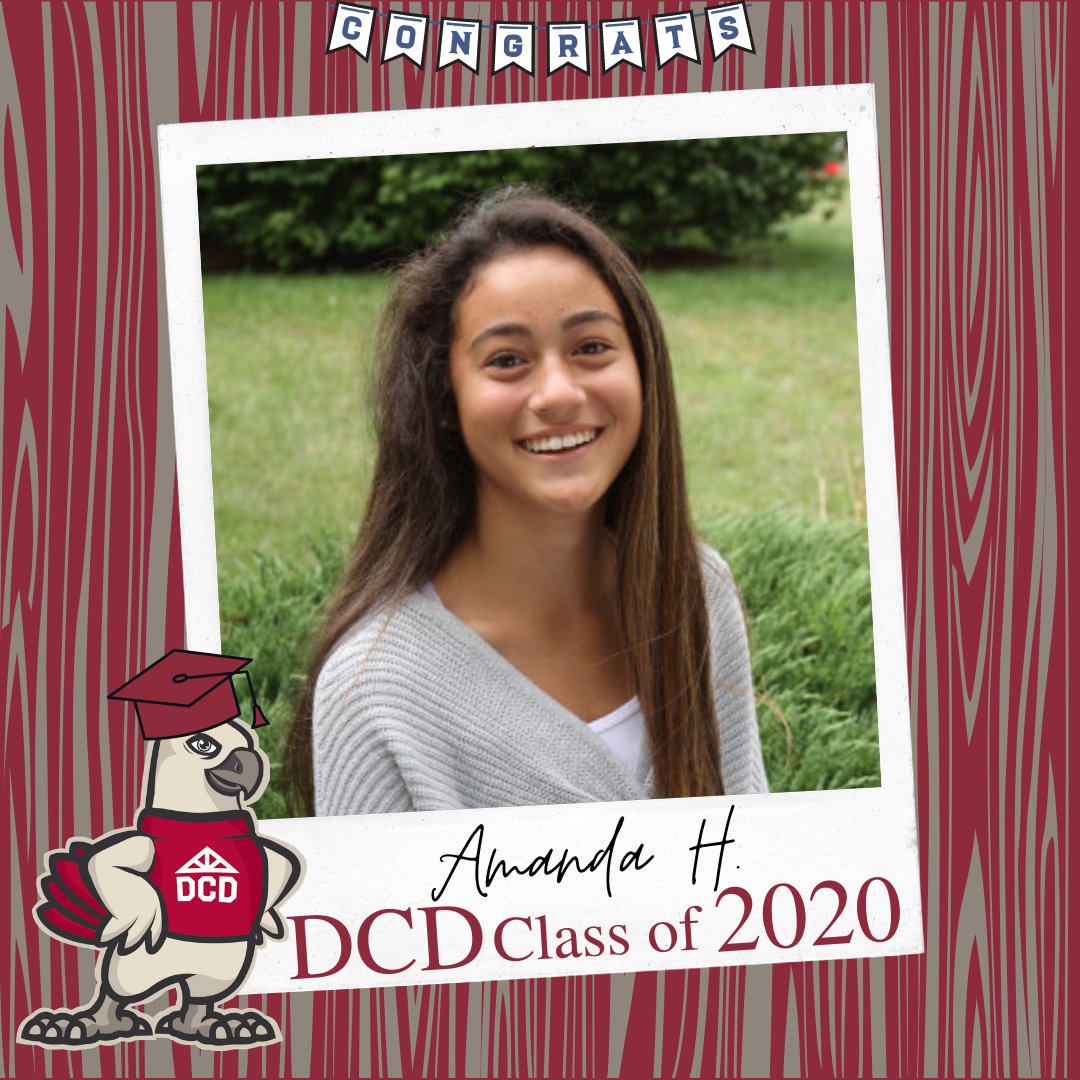 dcds1903's tweet photo. Congrats, Amanda! You're ready to fly off and do amazing things! Don't forget to soar by the DCD Hawk Nest and visit us anytime. #dcdclassof2020 #dcd #dcdalumni #dcdhawks #dcdstaysconnected https://t.co/Dhma3BhU62
