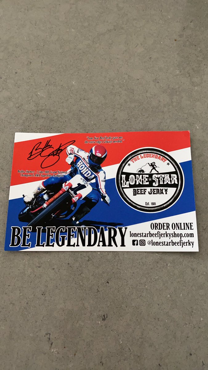 Best beef jerky in the business! Thanks for the great customer service! @lonestarbeefjerky #lonestarbeefjerky #bubbashobert #AMA #flattrack #belegendary
