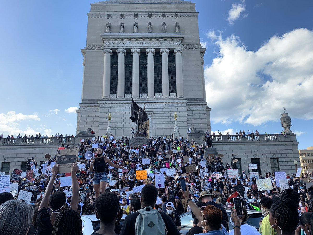 Chants right now: Justice for George FloydJustice for Michael BrownJustice for Sean Reed