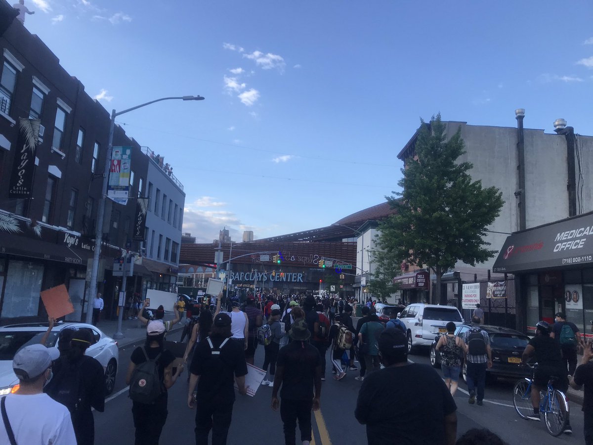 People are starting to gather at the Barclays Center, the site of the protests last night. Everyone’s getting behind a barricade at the 5th Ave intersection