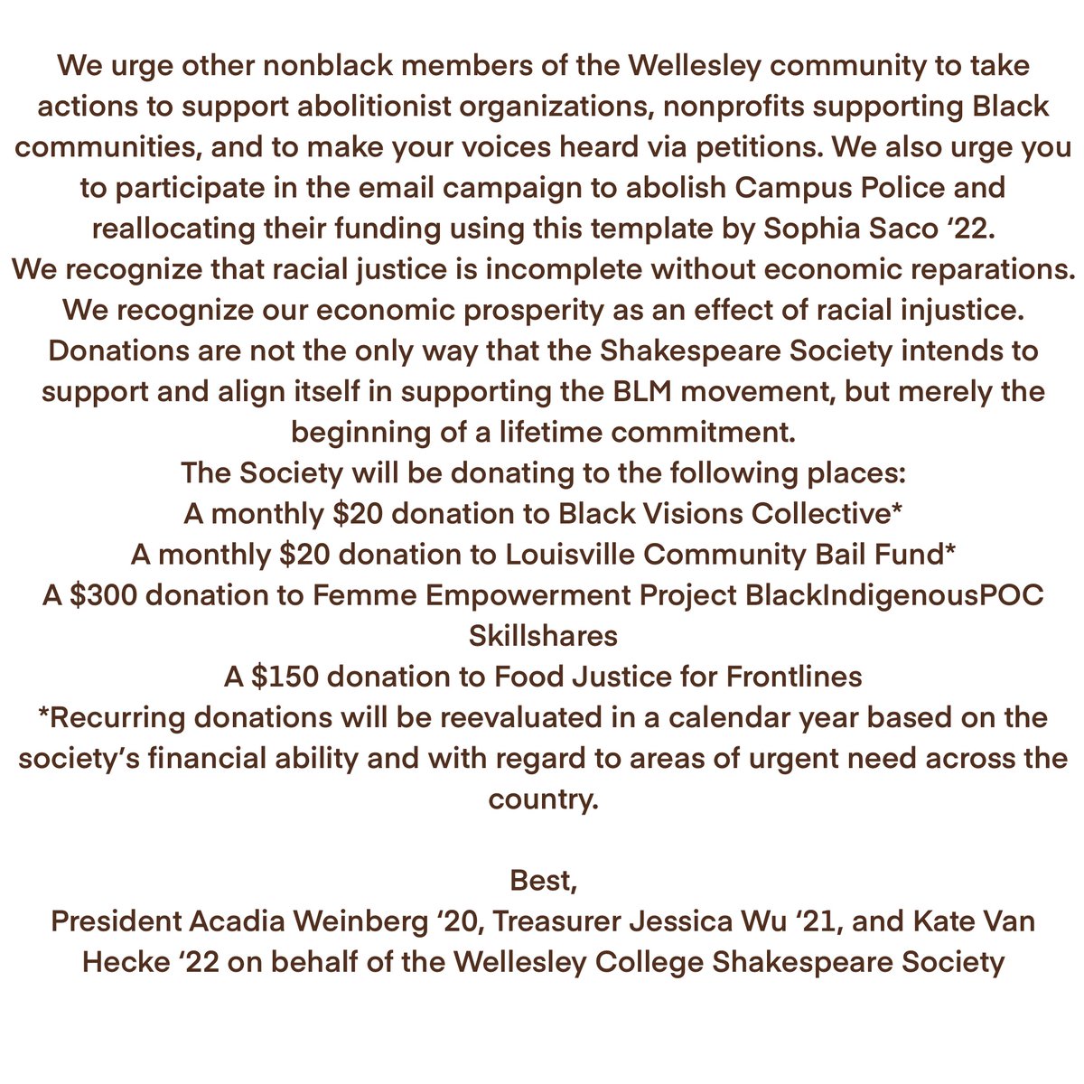Link to email template in our bio. Statement also available on our FB page. #blacklivesmatter