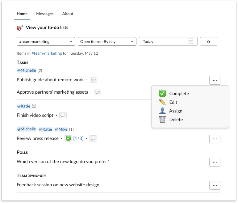 KyberApp's tweet photo. 4. Review all action items in the 🎯  𝗩𝗶𝗲𝘄 𝘆𝗼𝘂𝗿 𝘁𝗼-𝗱𝗼 𝗹𝗶𝘀𝘁𝘀 section:
    • Pick a project list from the first menu
    • Filter the selected list with second menu
5. Work on each action item:
    • Assign, Edit, Comment, Complete
    • Vote
    • Answer https://t.co/U6zgJPIiYO