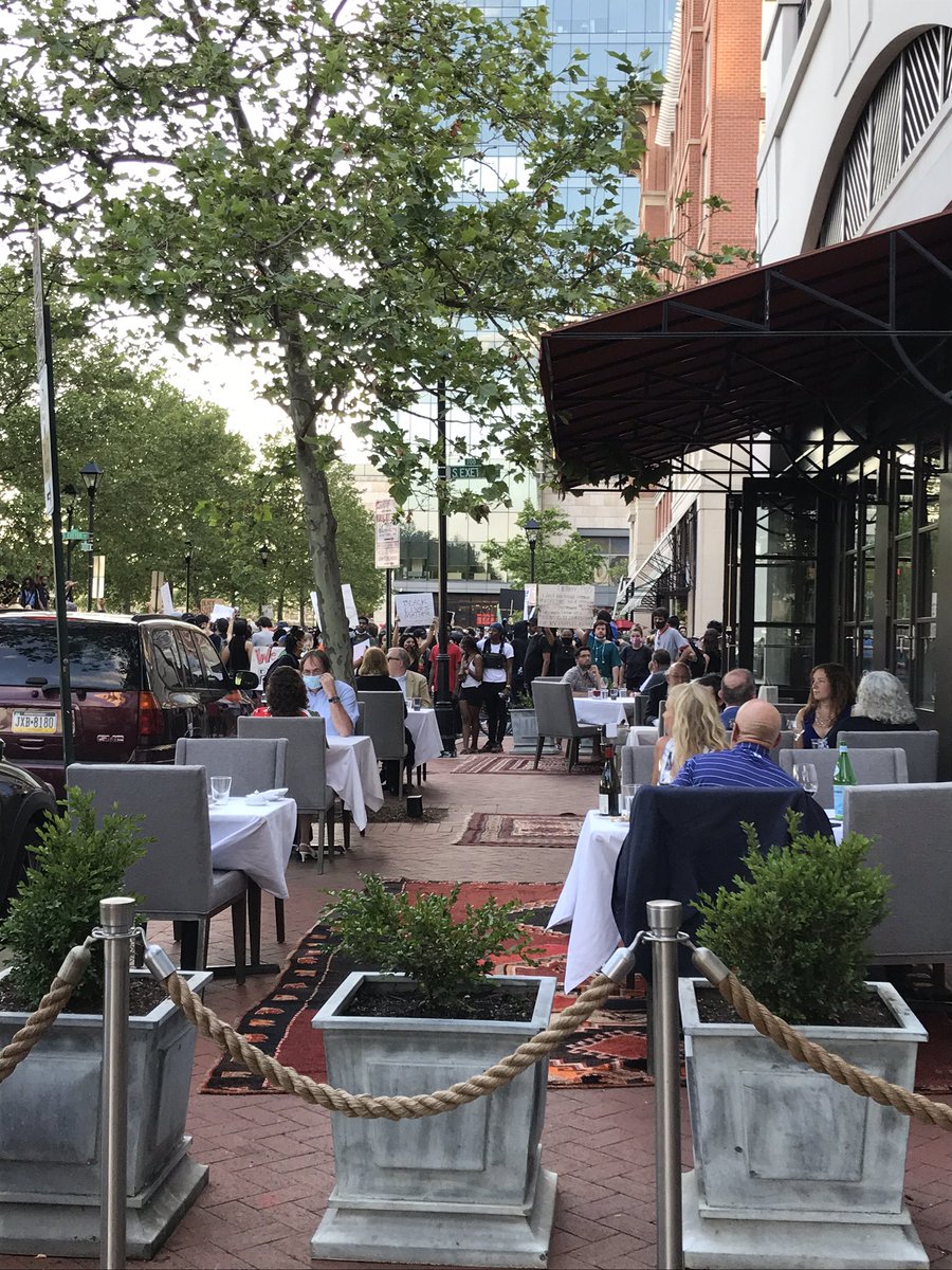 Demonstrators are now outside the Charleston, probably the most expensive restaurant in Baltimore. Definitely one of the fanciest. (Twitter, correct me if I’m wrong.)