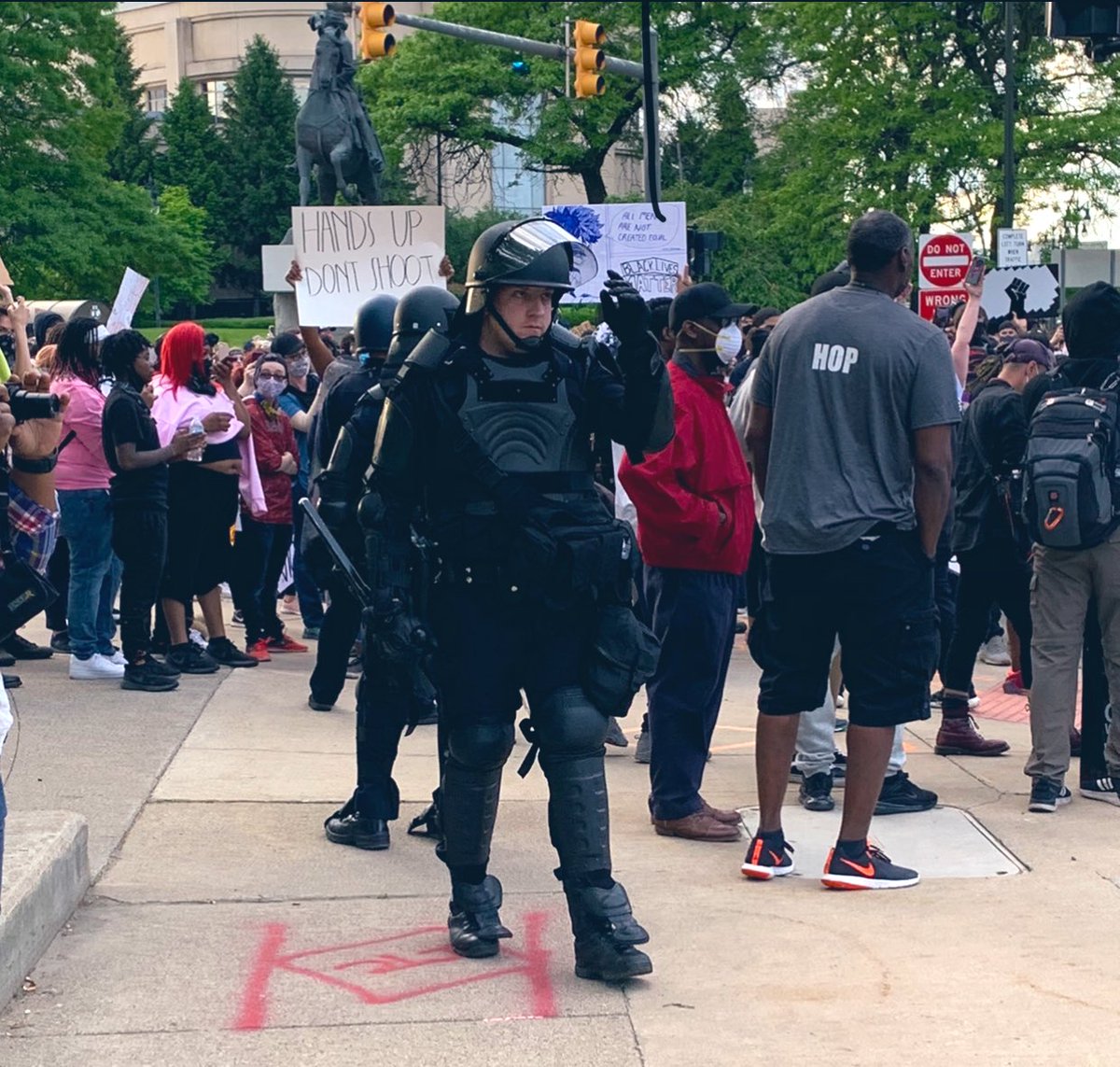 DPD out here dressed like Robo Cop in all that gear. A few of them have it on.