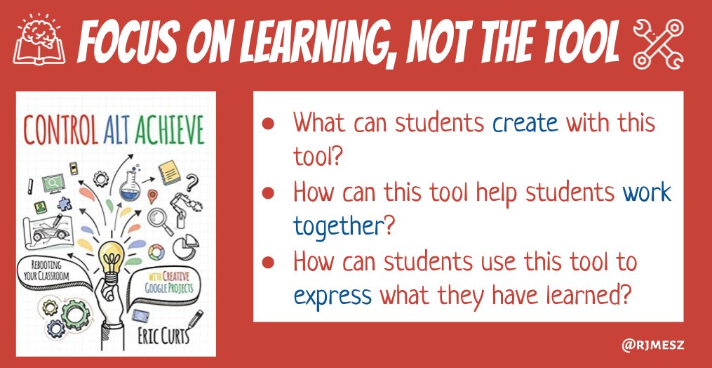 Robert J Meszaros (@rjmesz) on Twitter photo When thinking about how to incorporate technology into your classroom, ask yourself what students can create with a particular tool, how it can promote student collaboration, & how students can use it to express what they have learned. 3 great questions from <a href="/ericcurts/">Eric Curts</a> #EdTech When thinking about how to incorporate technology into your classroom, ask yourself what students can create with a particular tool, how it can promote student collaboration, & how students can use it to express what they have learned. 3 great questions from <a href="/ericcurts/">Eric Curts</a> #EdTech