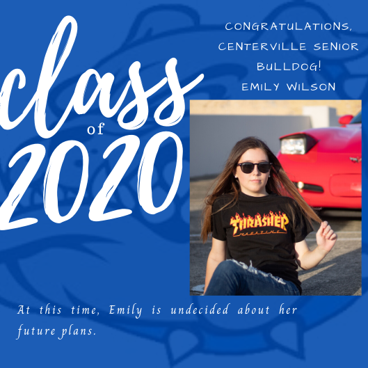 #SeniorSpotlight
Congratulations, Emily! CHS is so very proud of you and all of your hard work these past four years! Best wishes to you in all of your future plans! @mmccoypal <a href="/Thollendonner/">Tim Hollendonner</a> @CentervilleSupt