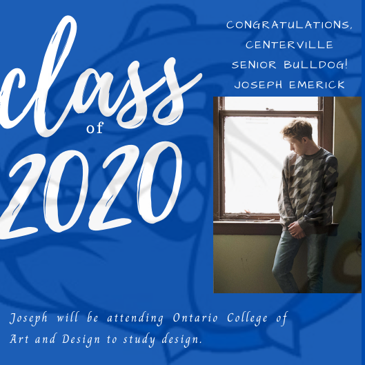 #SeniorSpotlight
Congratulations, Joseph! Best wishes to you in all of your future endeavors! CHS is very proud of you! @mmccoypal @CentervilleSupt <a href="/Thollendonner/">Tim Hollendonner</a>