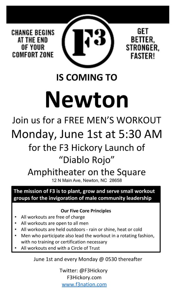 <a href="/ConoverNC/">City of Conover, NC</a> <a href="/cityofnewtonnc/">City of Newton, NC</a> <a href="/CatawbaCounty/">CatawbaCountyNC</a> <a href="/F3Hickory/">F3 Hickory</a> <a href="/F3Taylorsville/">F3 Taylorsville</a> <a href="/f3granitefalls/">@F3GraniteFalls</a> <a href="/f3_lenoir/">F3 Lenoir</a>